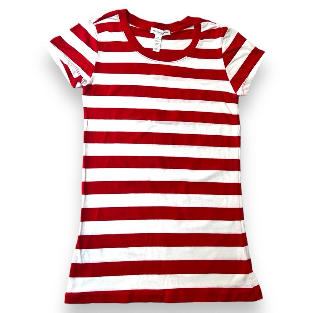 Ambiance Apparel Striped Red And White T-Shirt
